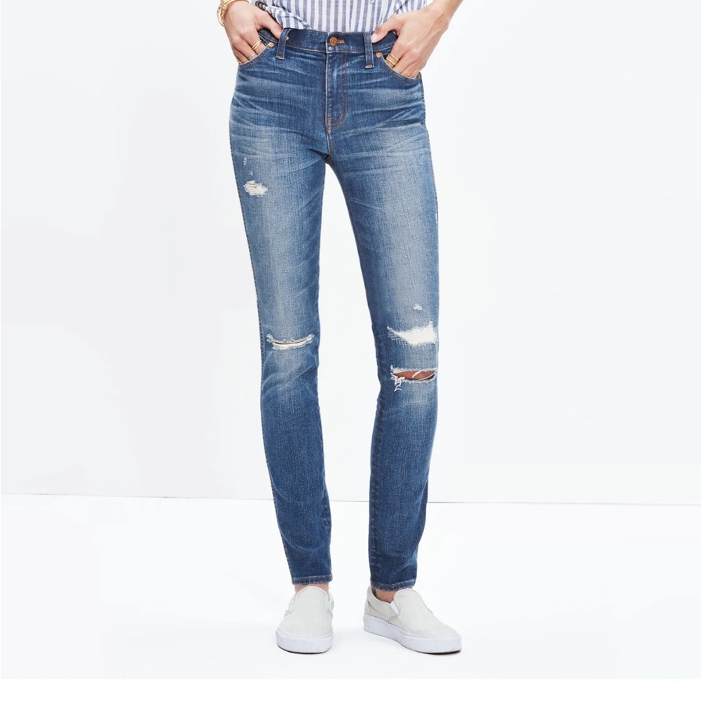 Madewell 9" High-Rise Skinny Jeans: Rip and Repair Edition size 30 skinny denim